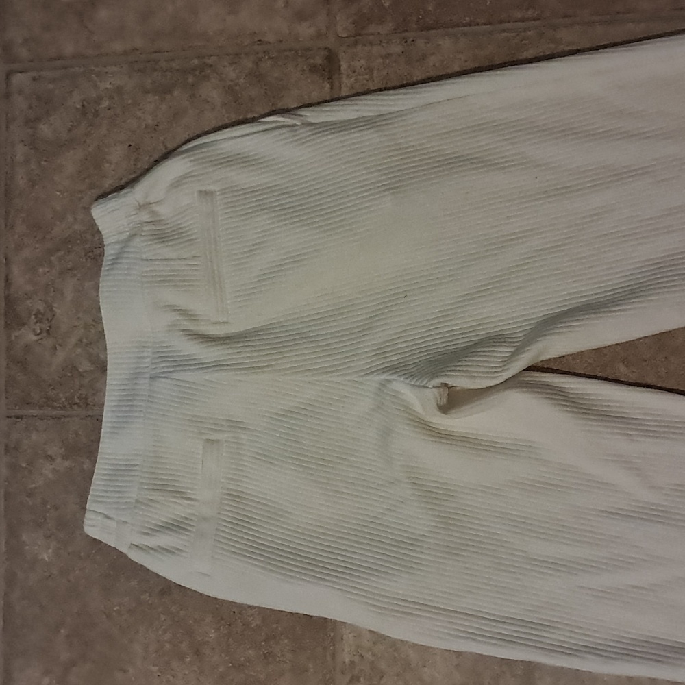 Varley Abedeen Ribbed Cream Straight Leg Cord Sweat Cotton Blend Pants Pockets - Picture 7 of 10